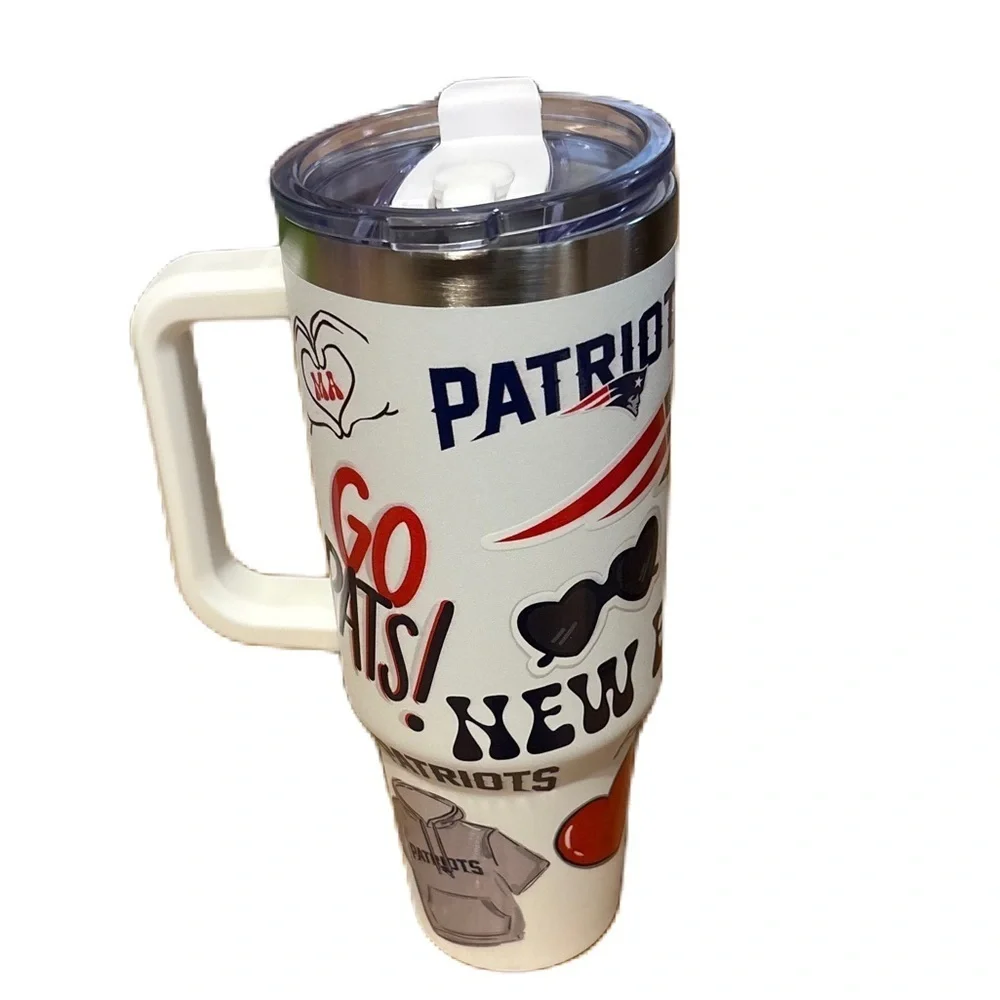 New England Patriots 40 oz Stainless Steel Themed Party Tumbler Cup NEW NFL